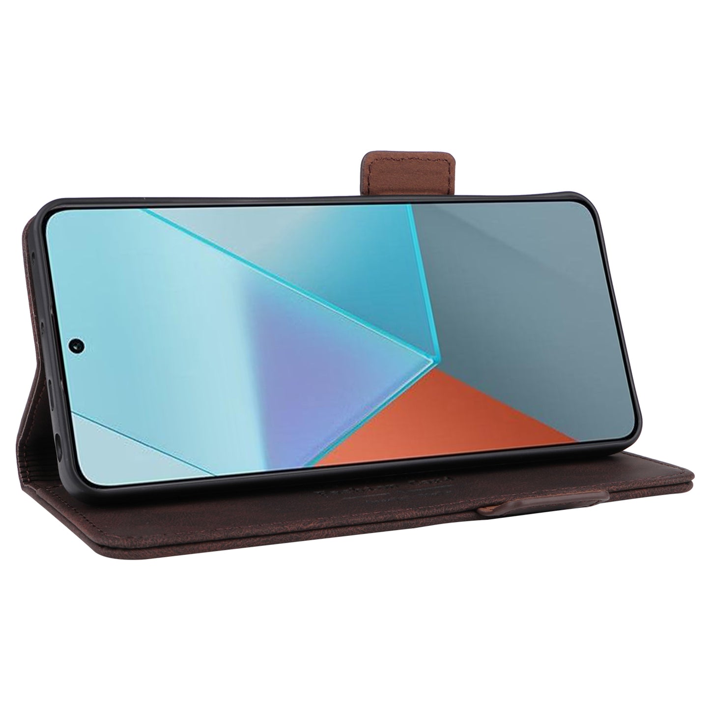 For Xiaomi Redmi Note 13 Pro 5G / Poco X6 5G Wallet Case Hardware Decor Leather Phone Cover - Coffee