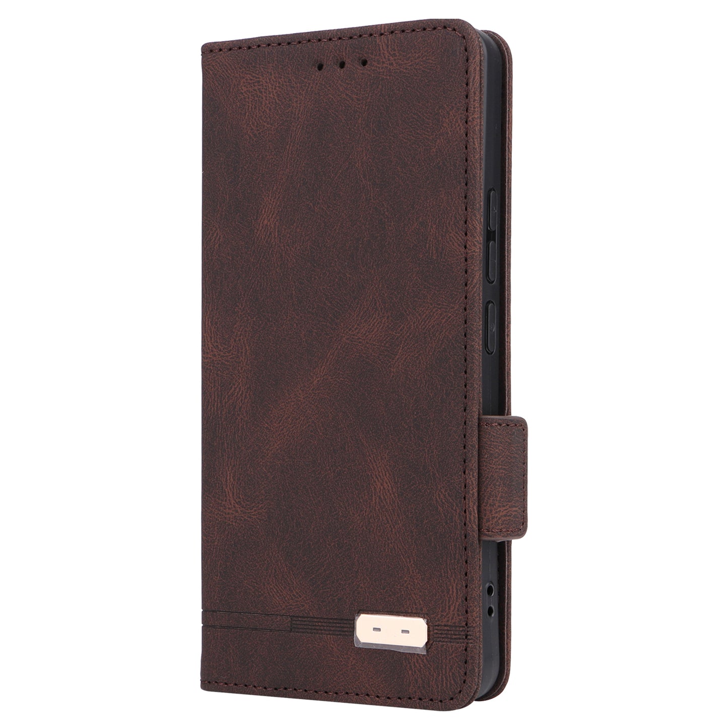 For Xiaomi Redmi Note 13 Pro 5G / Poco X6 5G Wallet Case Hardware Decor Leather Phone Cover - Coffee