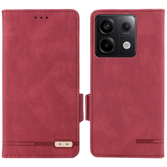 For Xiaomi Redmi Note 13 Pro 5G / Poco X6 5G Wallet Case Hardware Decor Leather Phone Cover - Rose