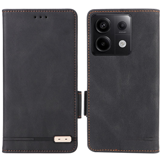 For Xiaomi Redmi Note 13 Pro 5G / Poco X6 5G Wallet Case Hardware Decor Leather Phone Cover - Black