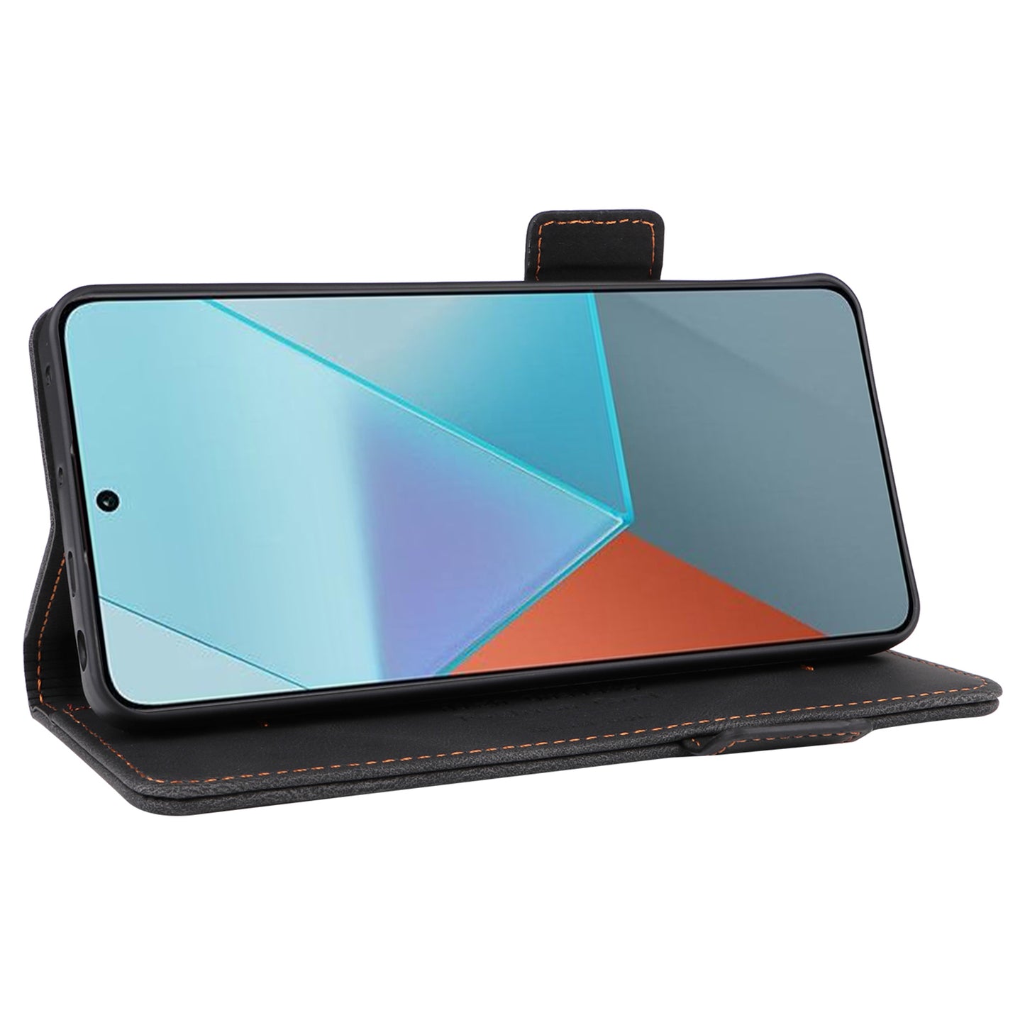For Xiaomi Redmi Note 13 Pro 5G / Poco X6 5G Wallet Case Hardware Decor Leather Phone Cover - Black