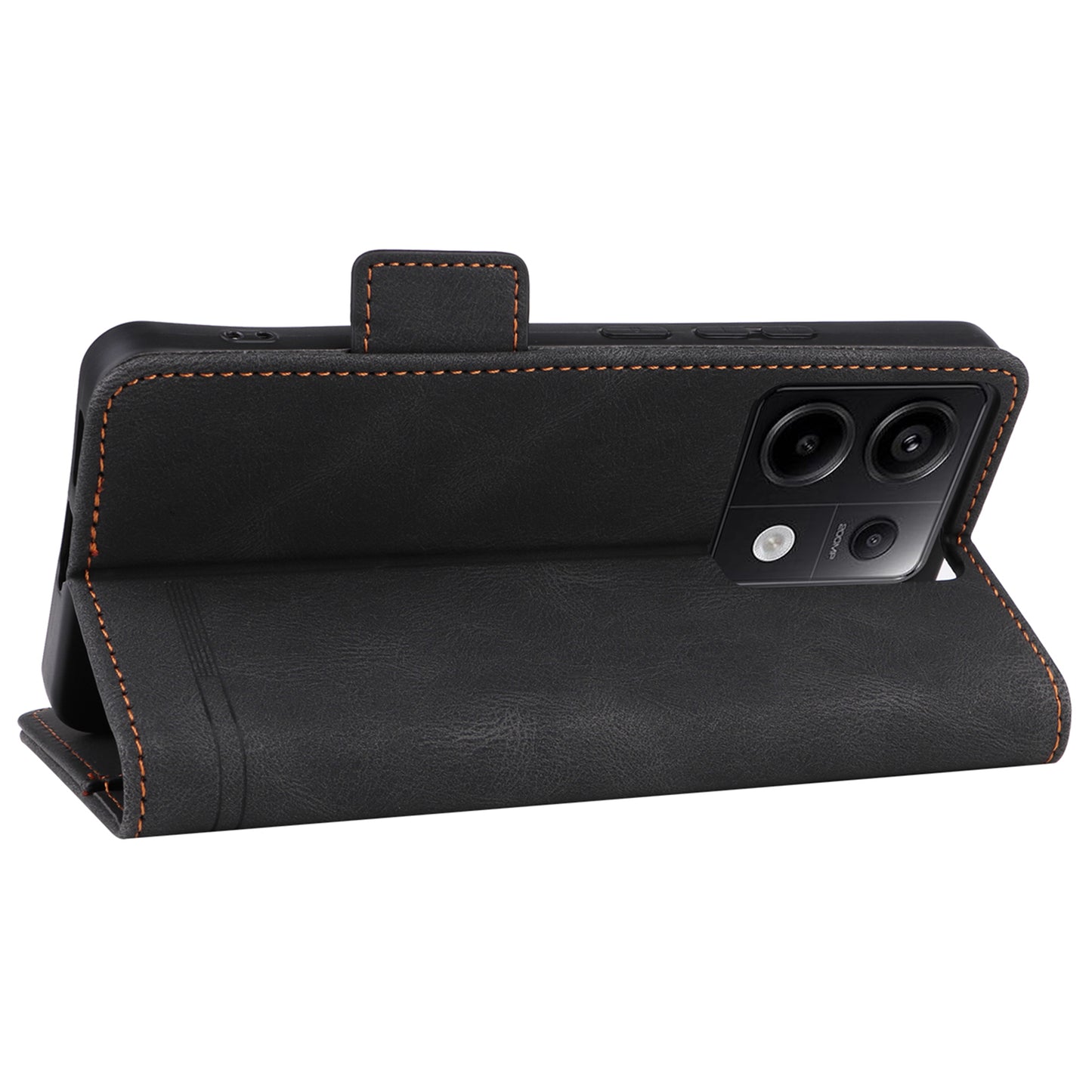 For Xiaomi Redmi Note 13 Pro 5G / Poco X6 5G Wallet Case Hardware Decor Leather Phone Cover - Black