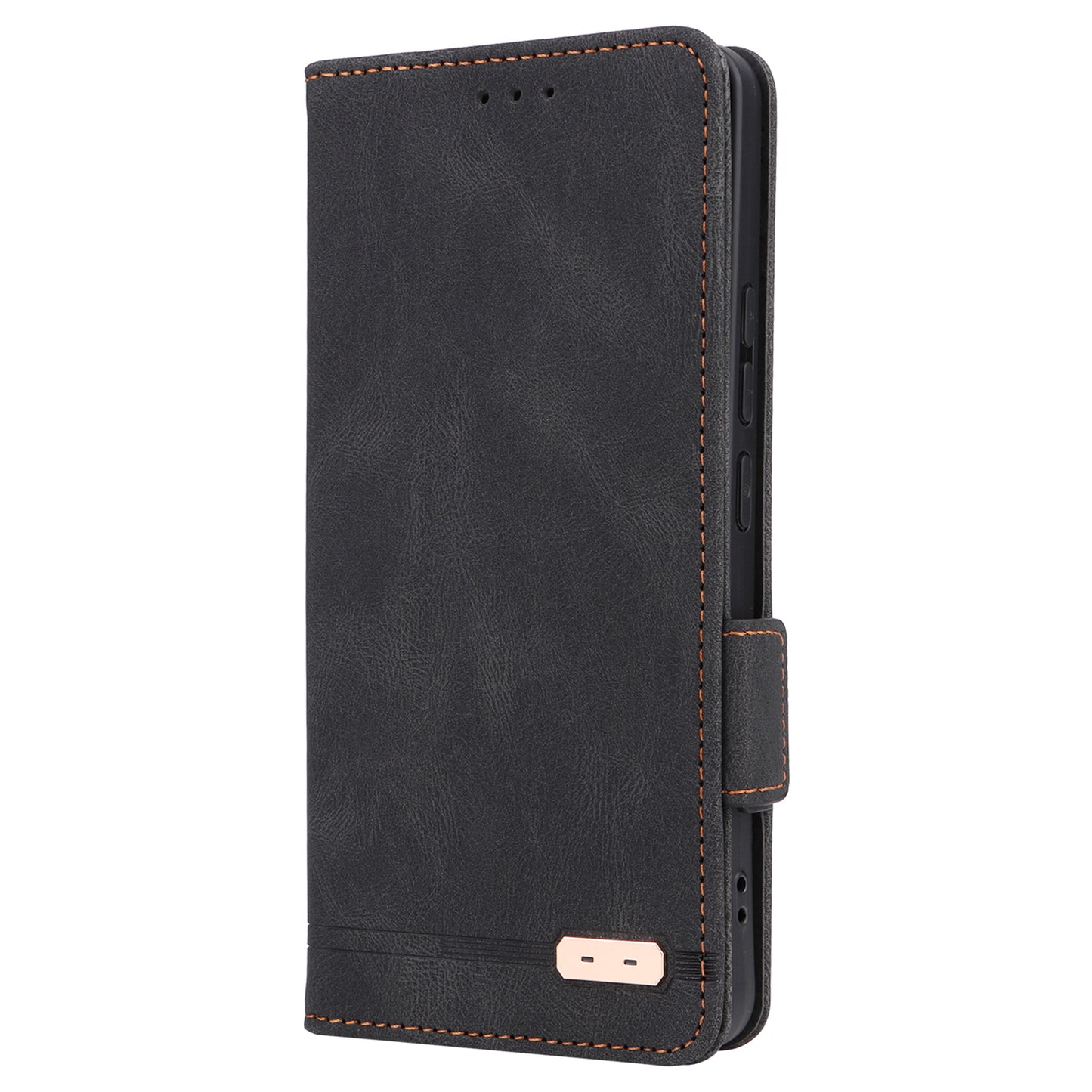 For Xiaomi Redmi Note 13 Pro 5G / Poco X6 5G Wallet Case Hardware Decor Leather Phone Cover - Black