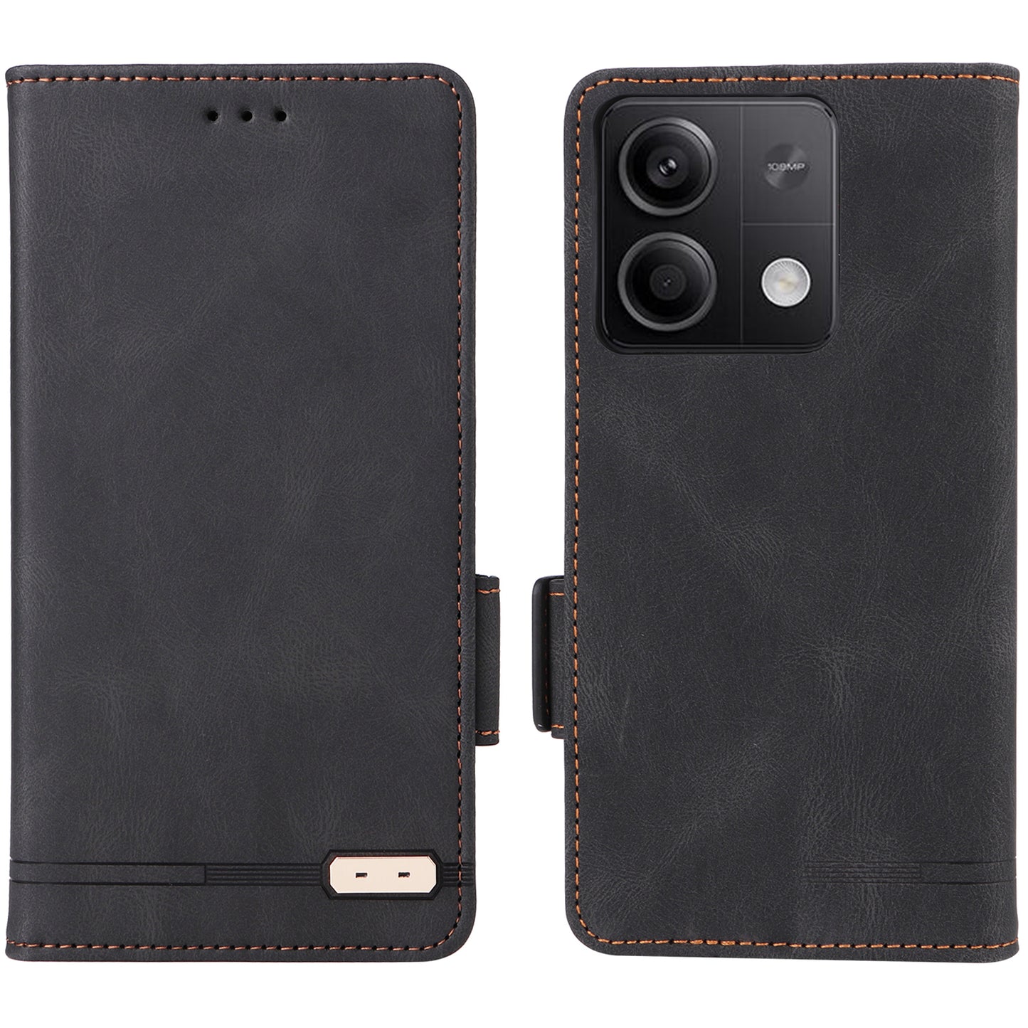For Xiaomi Redmi Note 13 5G / Note 13 5G (China) Case Wallet PU Leather Flip Phone Cover - Black