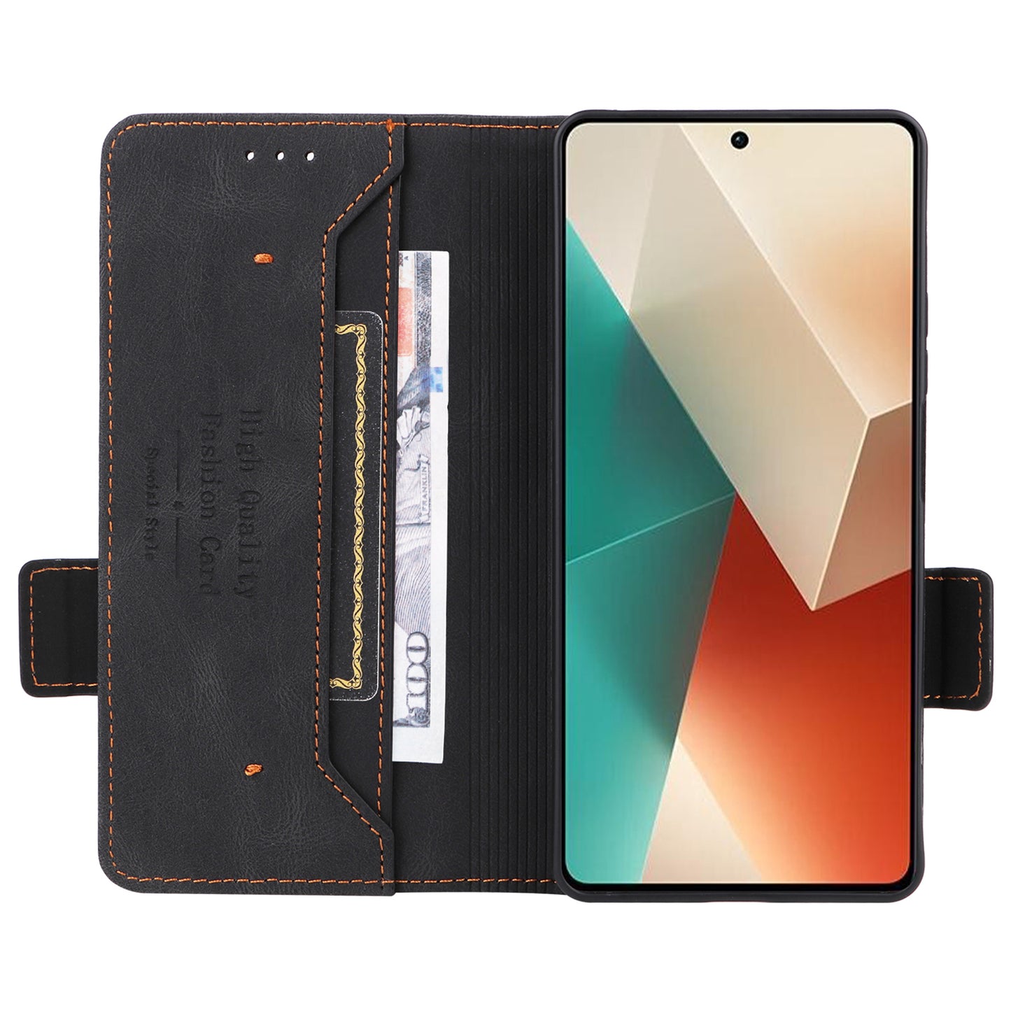 For Xiaomi Redmi Note 13 5G / Note 13 5G (China) Case Wallet PU Leather Flip Phone Cover - Black