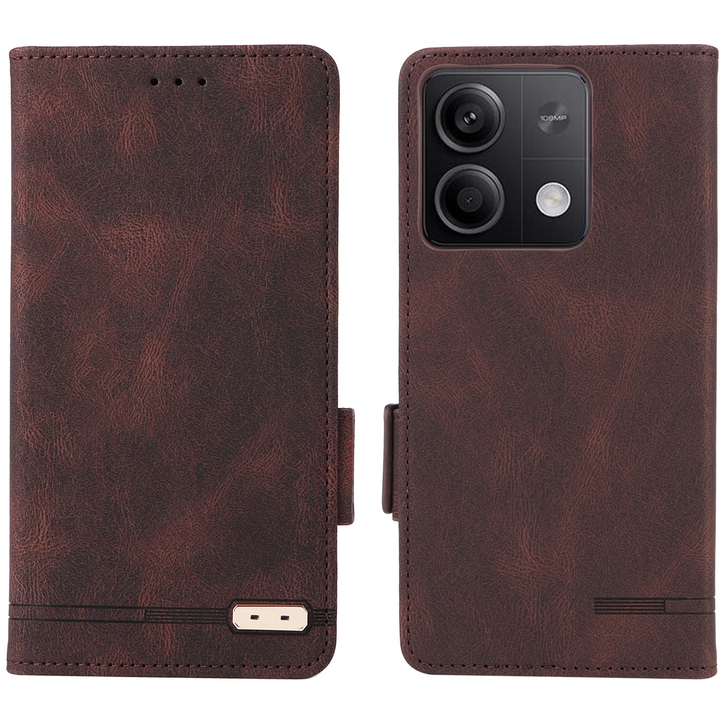 For Xiaomi Redmi Note 13 5G / Note 13 5G (China) Case Wallet PU Leather Flip Phone Cover - Coffee