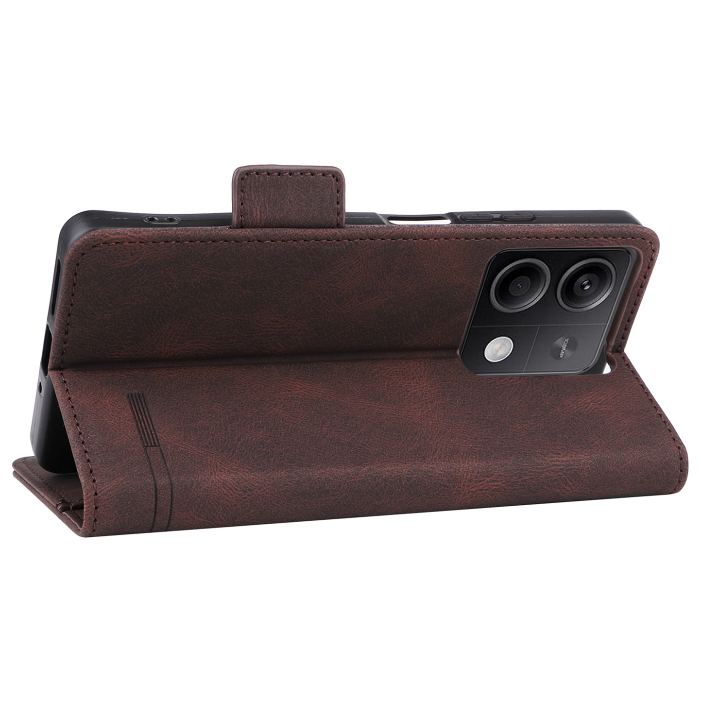For Xiaomi Redmi Note 13 5G / Note 13 5G (China) Case Wallet PU Leather Flip Phone Cover - Coffee
