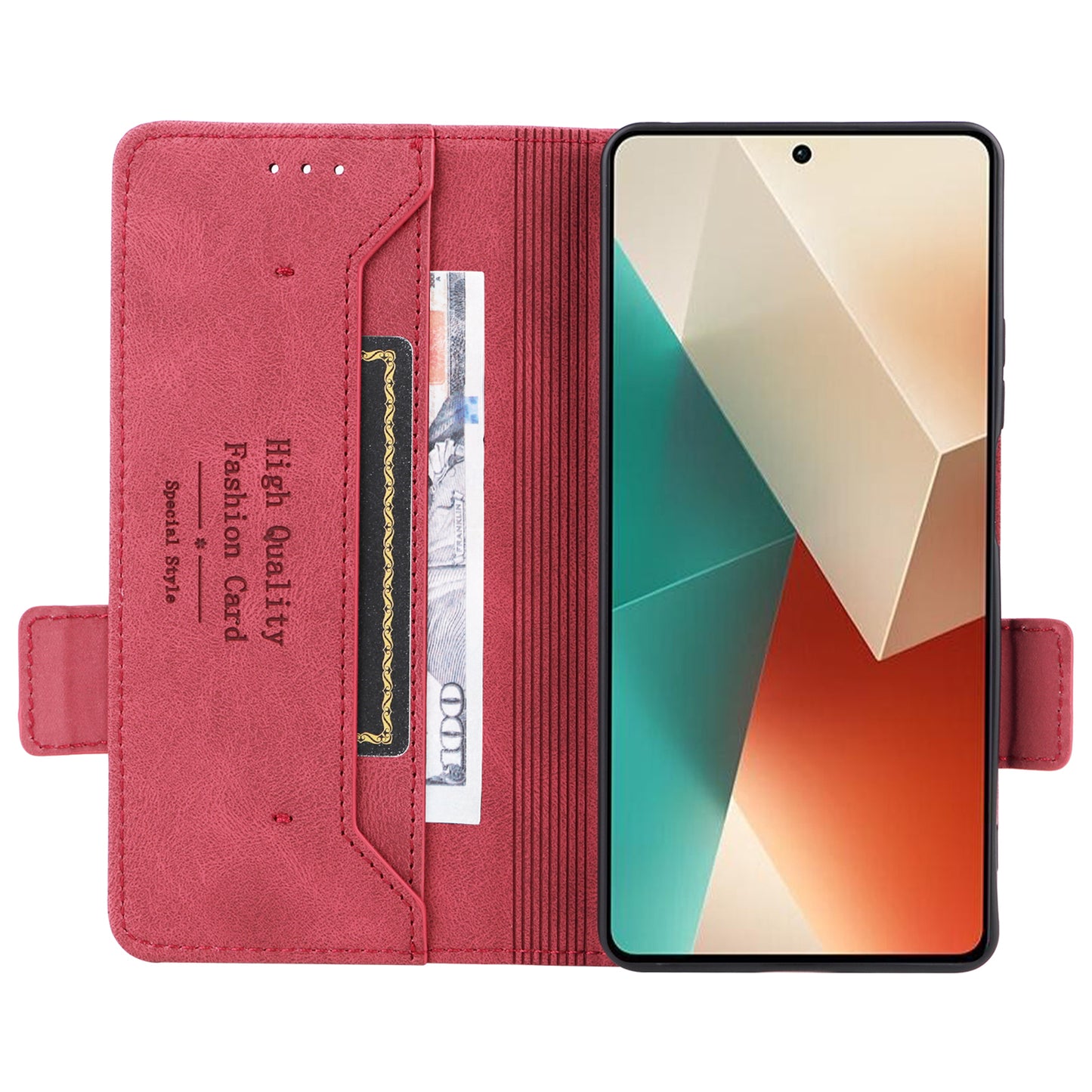 For Xiaomi Redmi Note 13 5G / Note 13 5G (China) Case Wallet PU Leather Flip Phone Cover - Rose