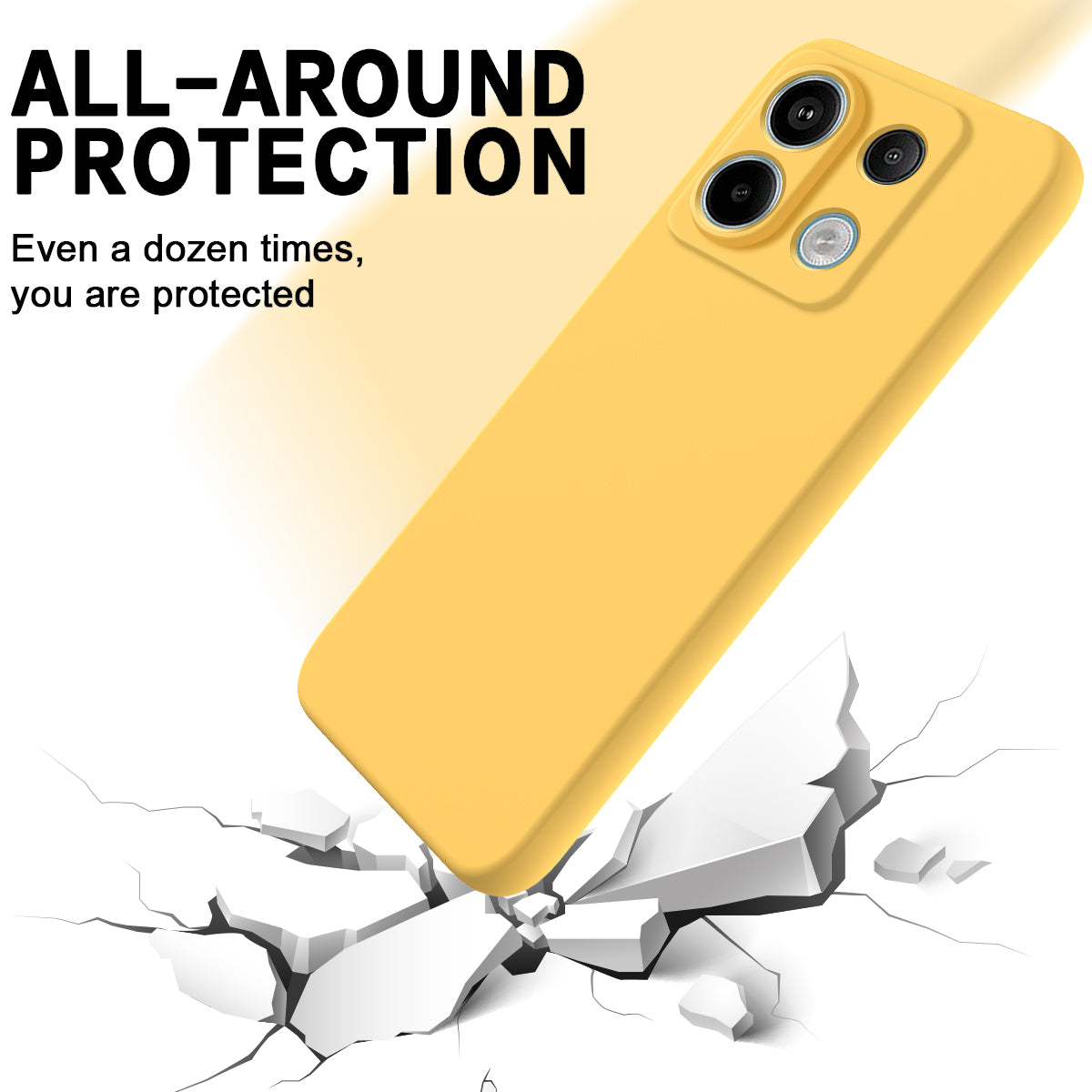 For Xiaomi Redmi Note 13 Pro 5G / Poco X6 5G Case Liquid Silicone Phone Cover Anti-Scratch Fiber Lining - Yellow