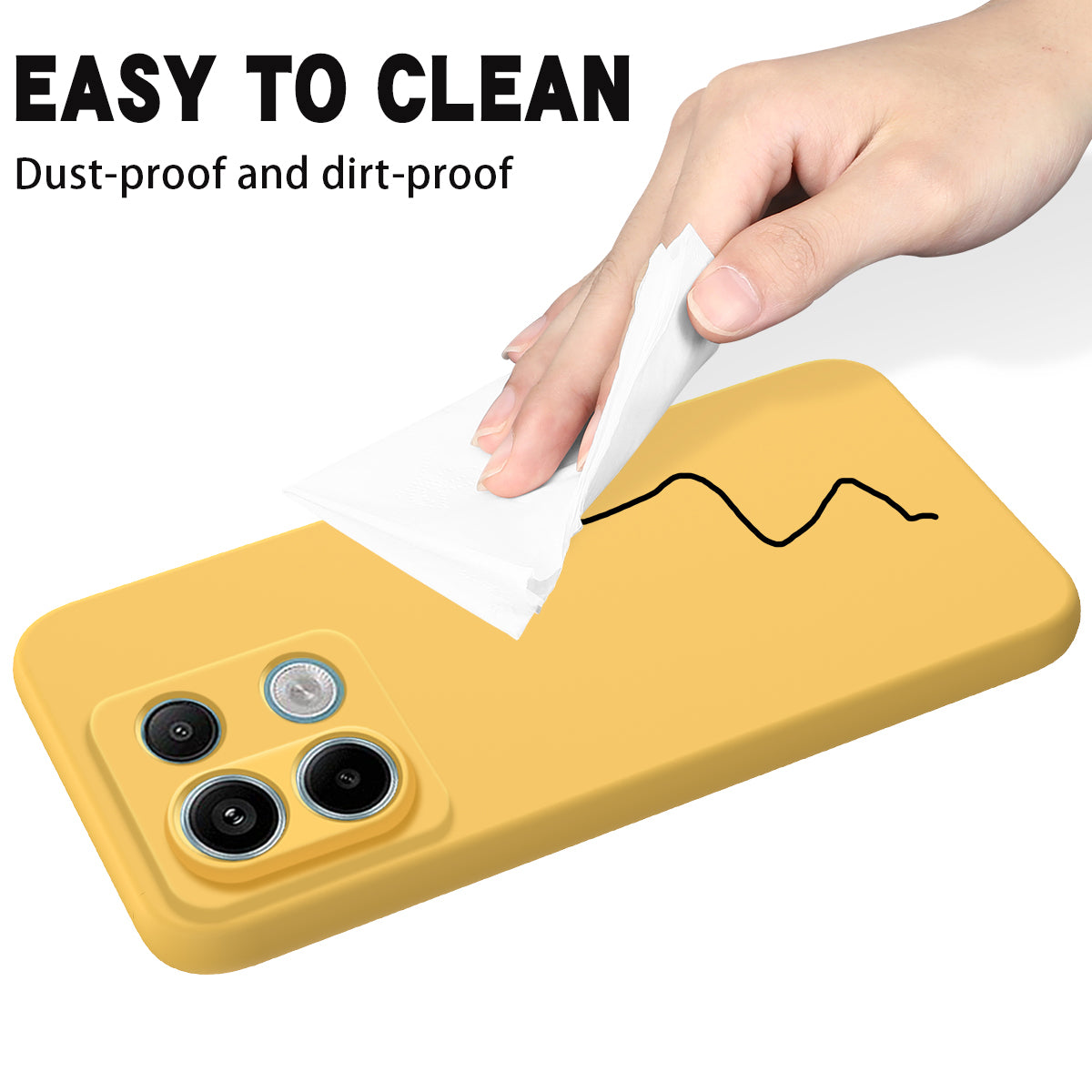 For Xiaomi Redmi Note 13 Pro 5G / Poco X6 5G Case Liquid Silicone Phone Cover Anti-Scratch Fiber Lining - Yellow