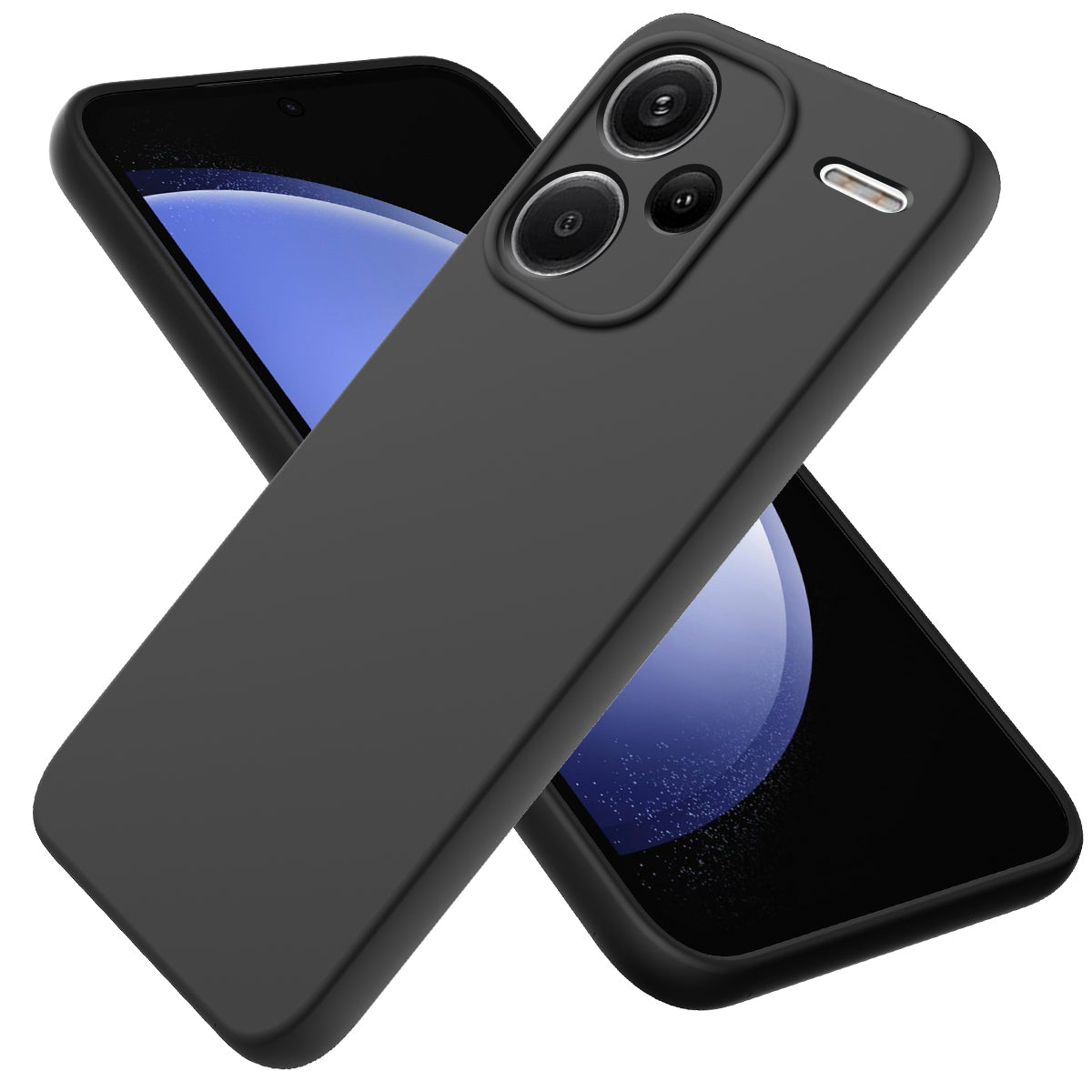 For Xiaomi Redmi Note 13 Pro+ 5G Liquid Silicone Phone Case with Strap Raised Edge - Black