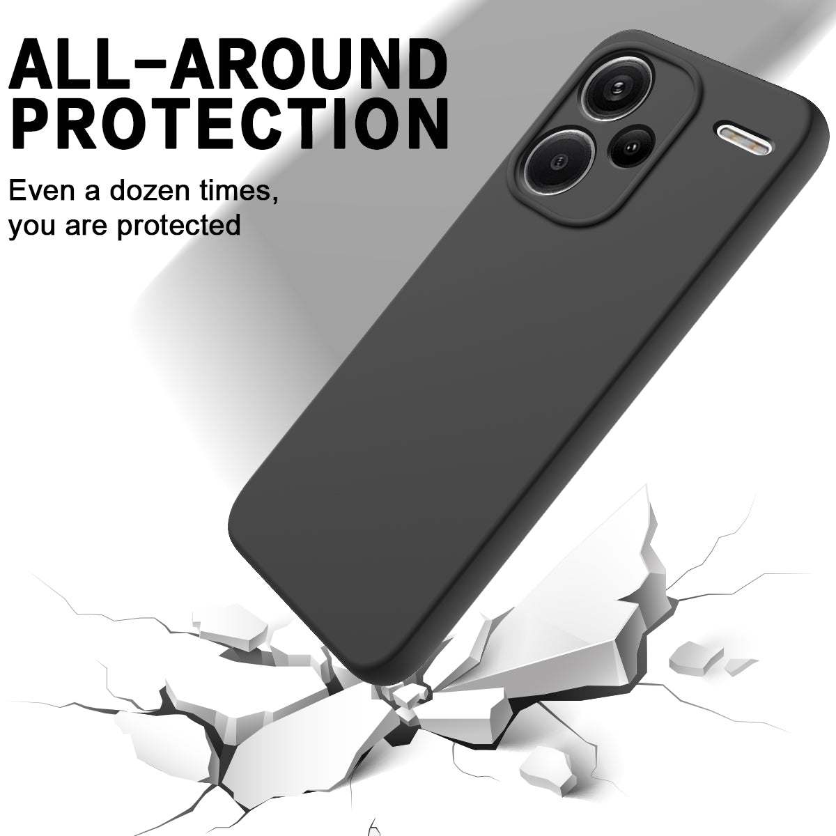 For Xiaomi Redmi Note 13 Pro+ 5G Liquid Silicone Phone Case with Strap Raised Edge - Black