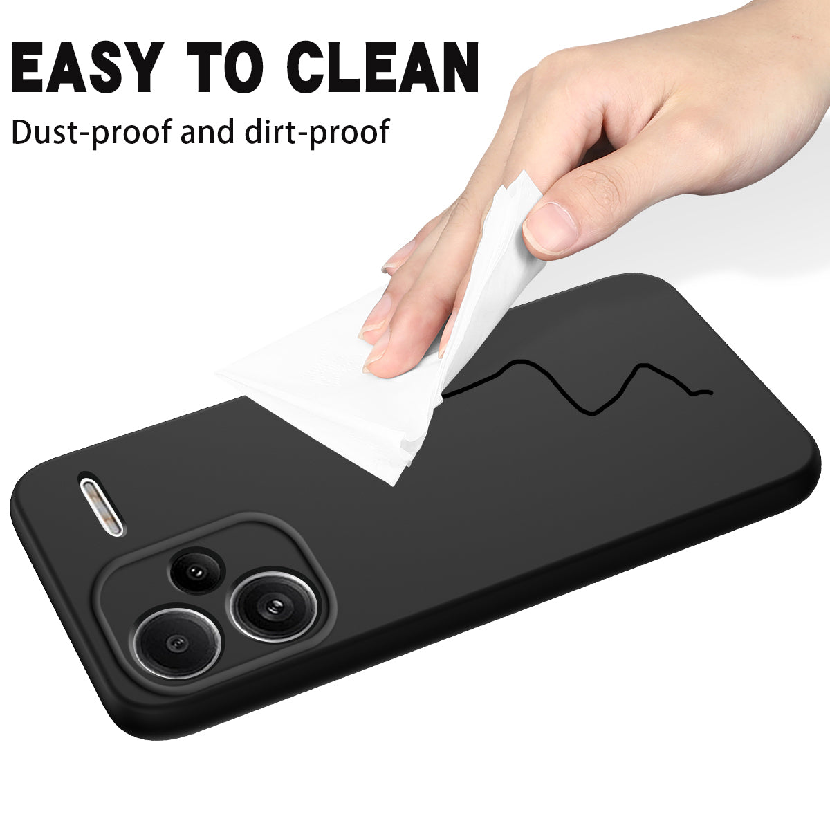 For Xiaomi Redmi Note 13 Pro+ 5G Liquid Silicone Phone Case with Strap Raised Edge - Black