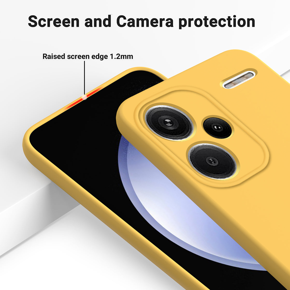 For Xiaomi Redmi Note 13 Pro+ 5G Liquid Silicone Phone Case with Strap Raised Edge - Yellow