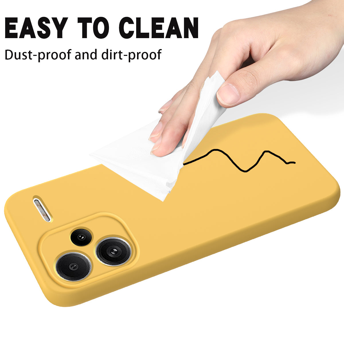 For Xiaomi Redmi Note 13 Pro+ 5G Liquid Silicone Phone Case with Strap Raised Edge - Yellow