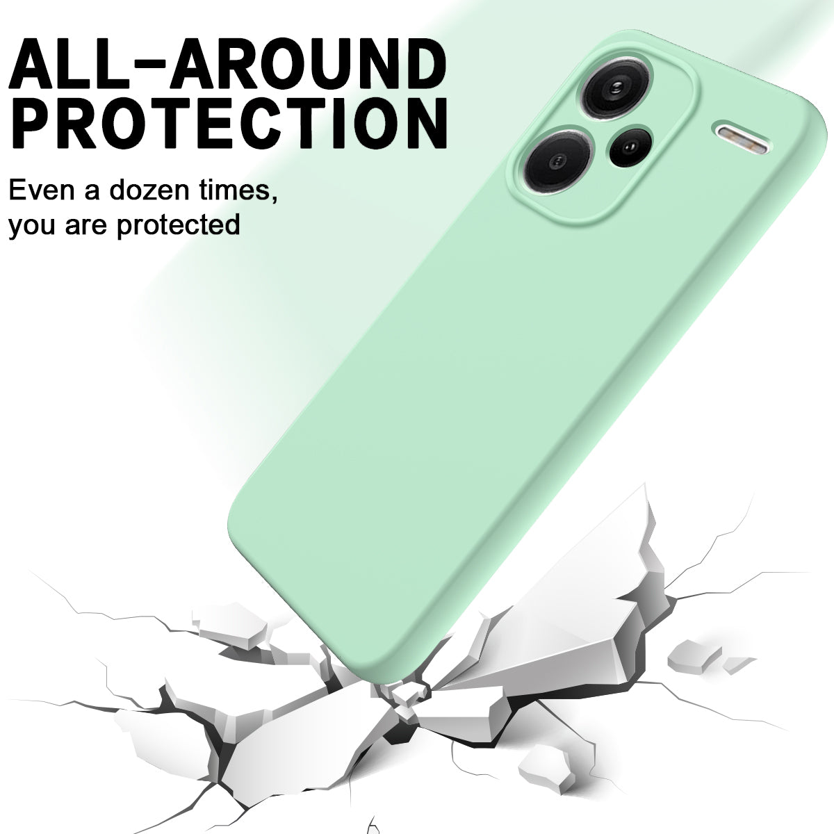 For Xiaomi Redmi Note 13 Pro+ 5G Liquid Silicone Phone Case with Strap Raised Edge - Green