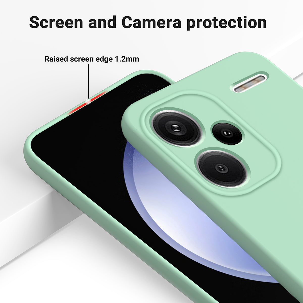 For Xiaomi Redmi Note 13 Pro+ 5G Liquid Silicone Phone Case with Strap Raised Edge - Green