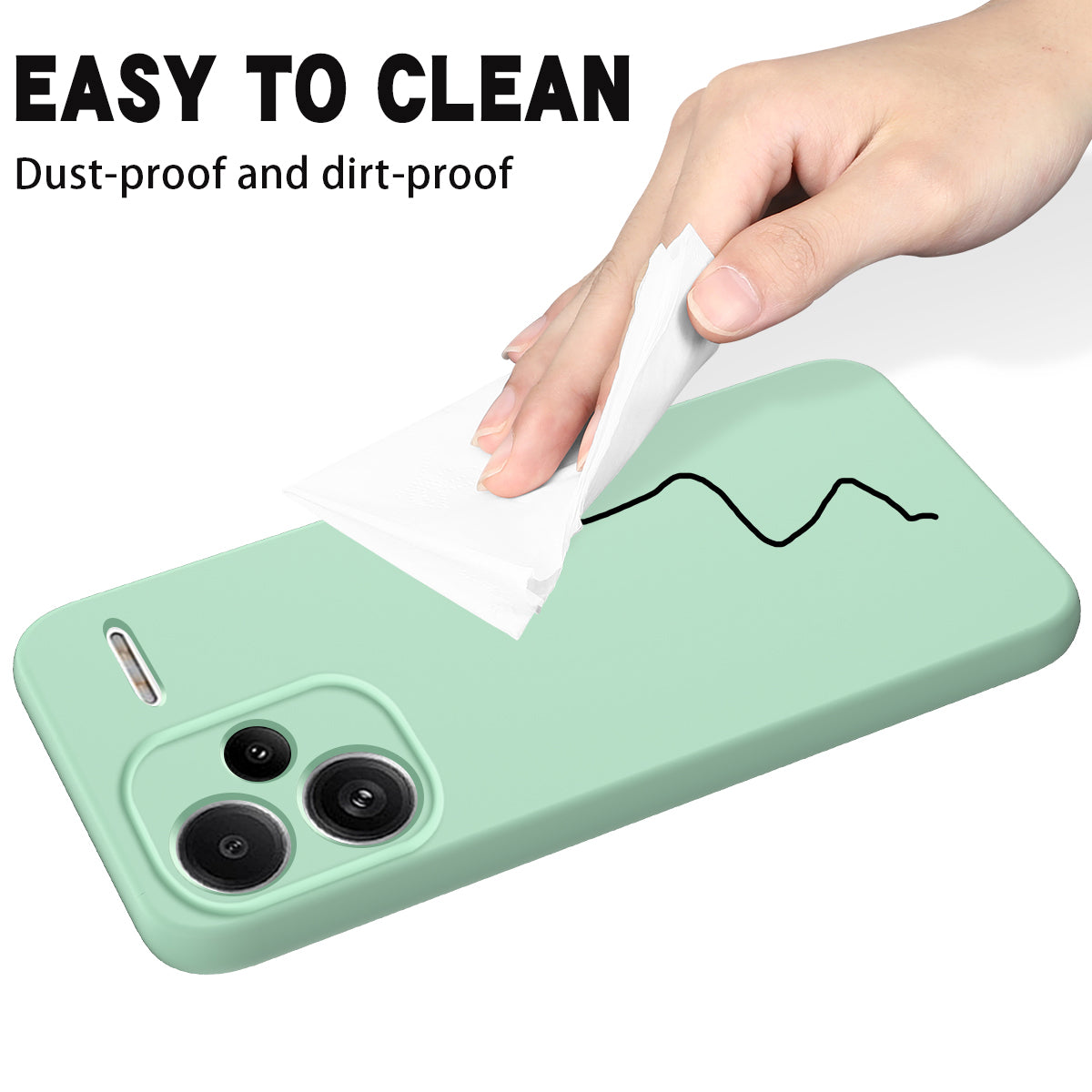 For Xiaomi Redmi Note 13 Pro+ 5G Liquid Silicone Phone Case with Strap Raised Edge - Green