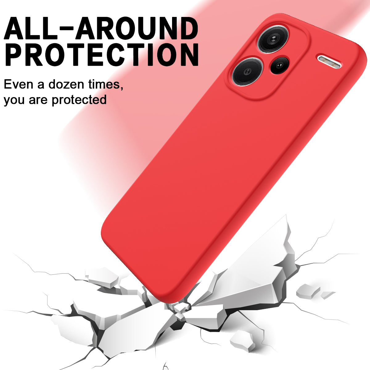For Xiaomi Redmi Note 13 Pro+ 5G Liquid Silicone Phone Case with Strap Raised Edge - Red