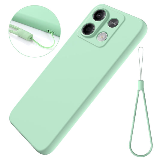 For Xiaomi Redmi Note 13 5G / Note 13 5G (China) Case Liquid Silicone Slim Protective Phone Cover with Strap - Green