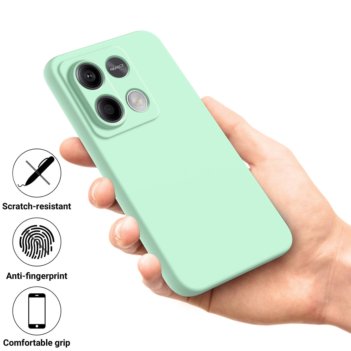 For Xiaomi Redmi Note 13 5G / Note 13 5G (China) Case Liquid Silicone Slim Protective Phone Cover with Strap - Green