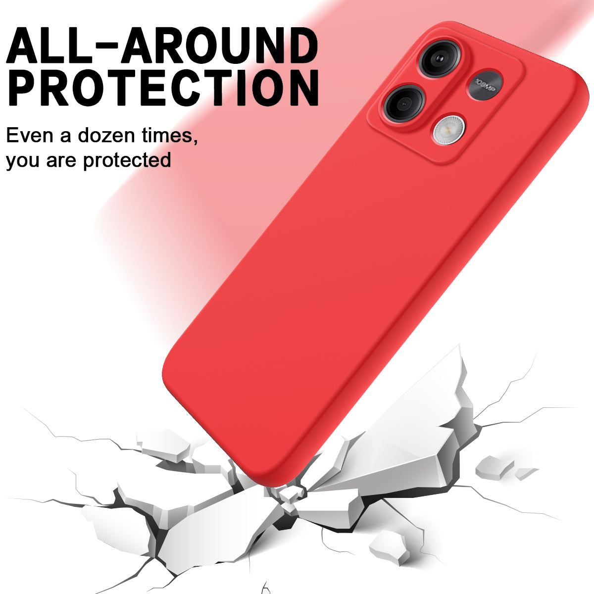 For Xiaomi Redmi Note 13 5G / Note 13 5G (China) Case Liquid Silicone Slim Protective Phone Cover with Strap - Red