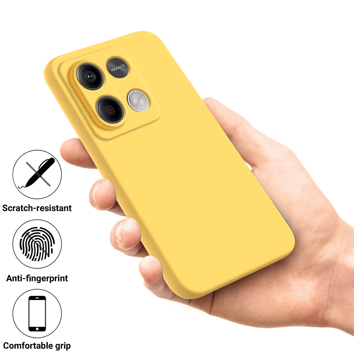 For Xiaomi Redmi Note 13 5G / Note 13 5G (China) Case Liquid Silicone Slim Protective Phone Cover with Strap - Yellow
