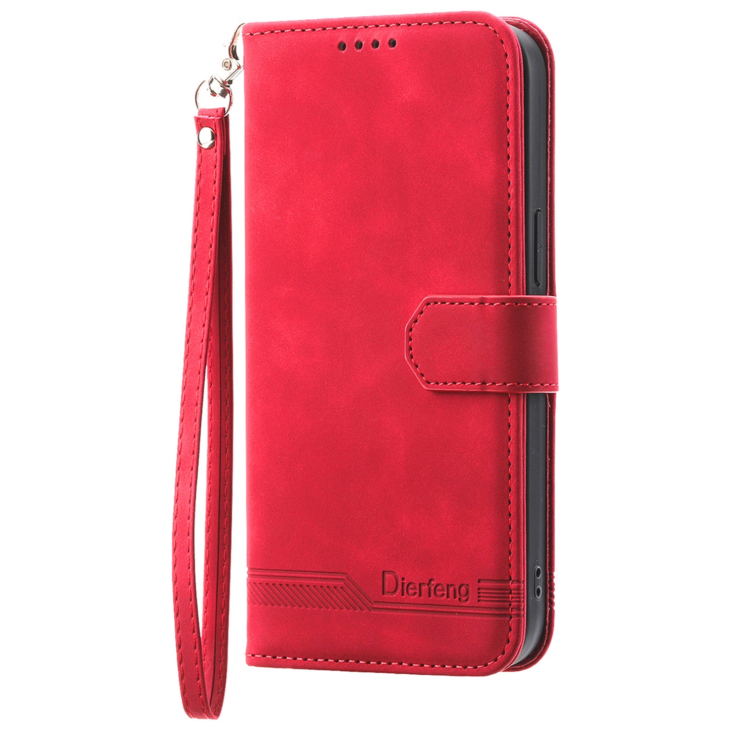 DIERFENG DF-03 for Xiaomi Redmi Note 13 Pro+ 5G Leather Case Phone Wallet Stand - Red