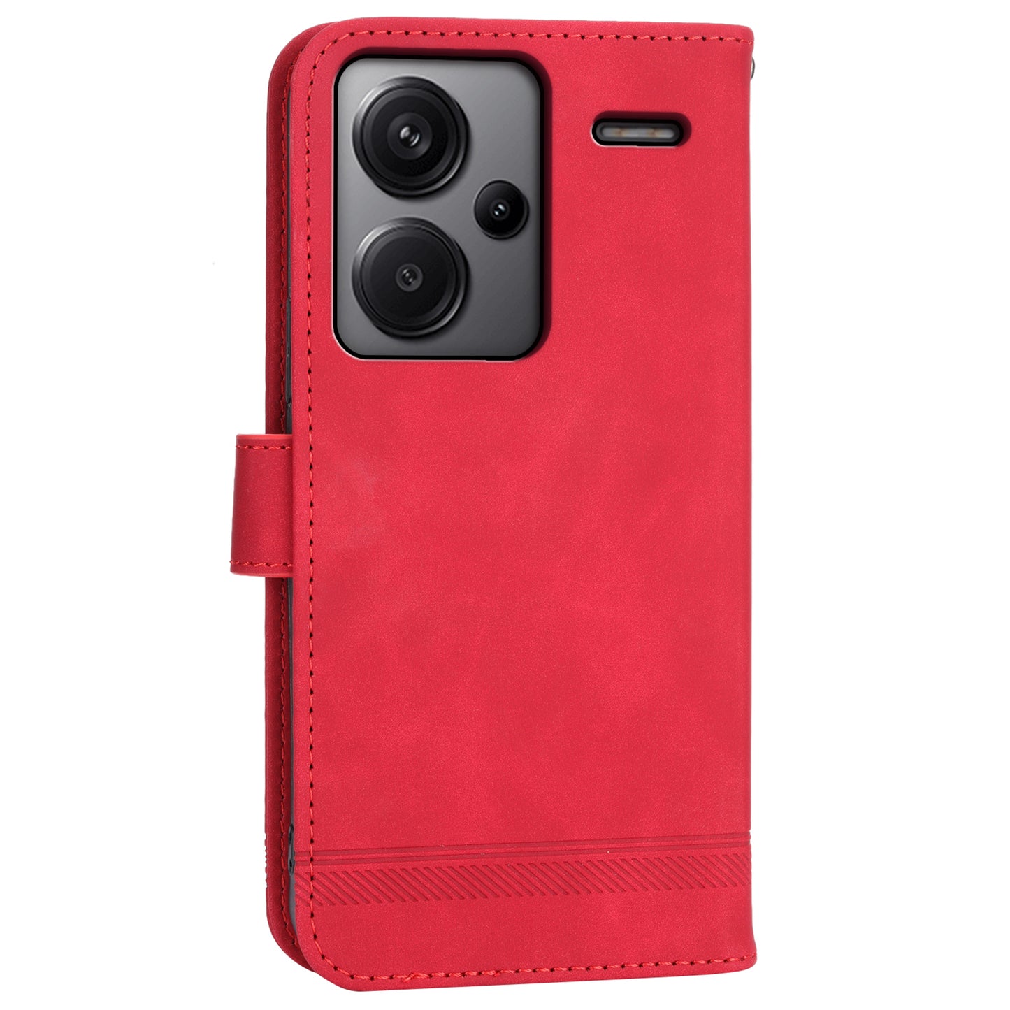 DIERFENG DF-03 for Xiaomi Redmi Note 13 Pro+ 5G Leather Case Phone Wallet Stand - Red