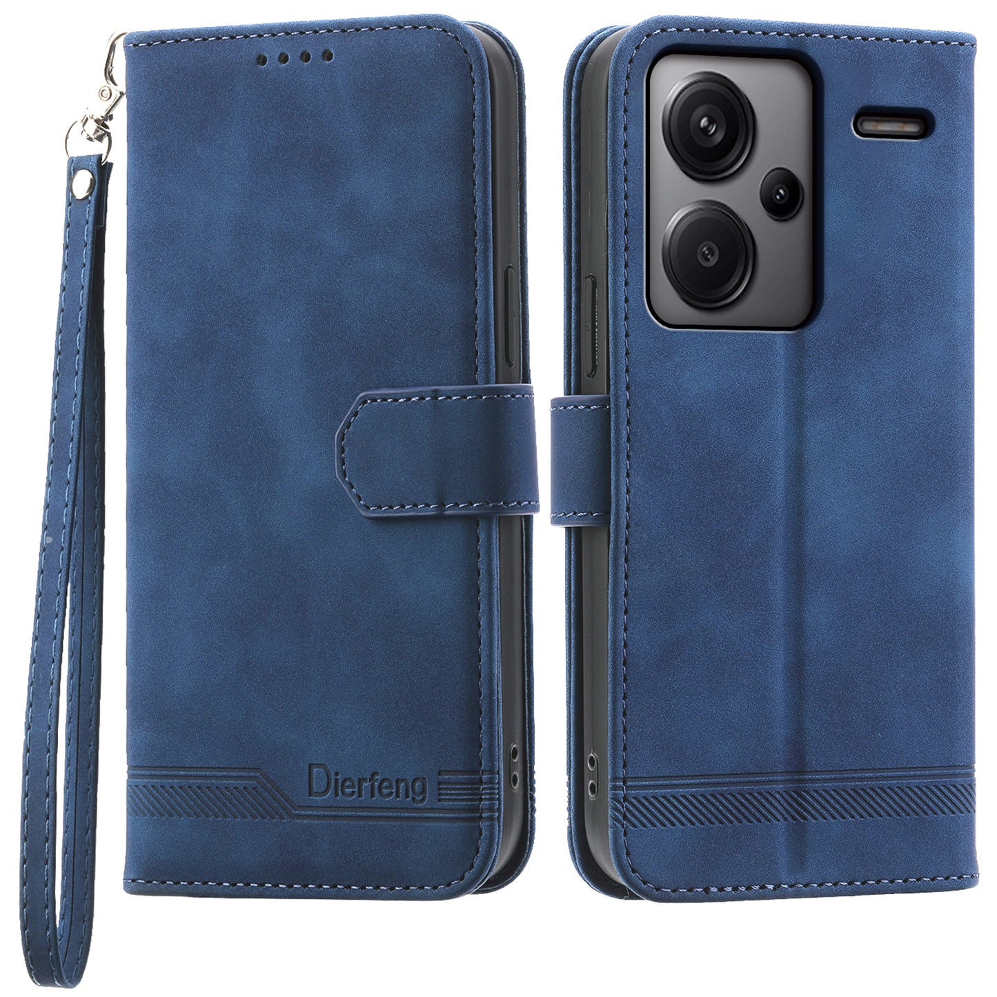 DIERFENG DF-03 for Xiaomi Redmi Note 13 Pro+ 5G Leather Case Phone Wallet Stand - Blue