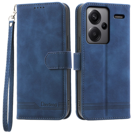 DIERFENG DF-03 for Xiaomi Redmi Note 13 Pro+ 5G Leather Case Phone Wallet Stand - Blue
