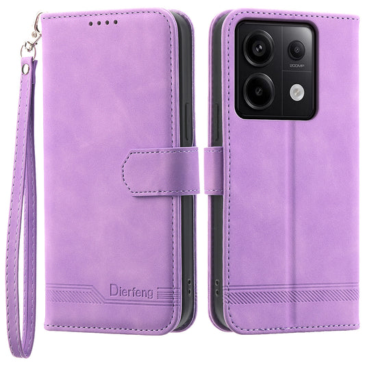 DIERFENG DF-03 for Xiaomi Redmi Note 13 Pro 5G / Poco X6 5G Case Wallet Phone Cover Lines Imprint - Purple