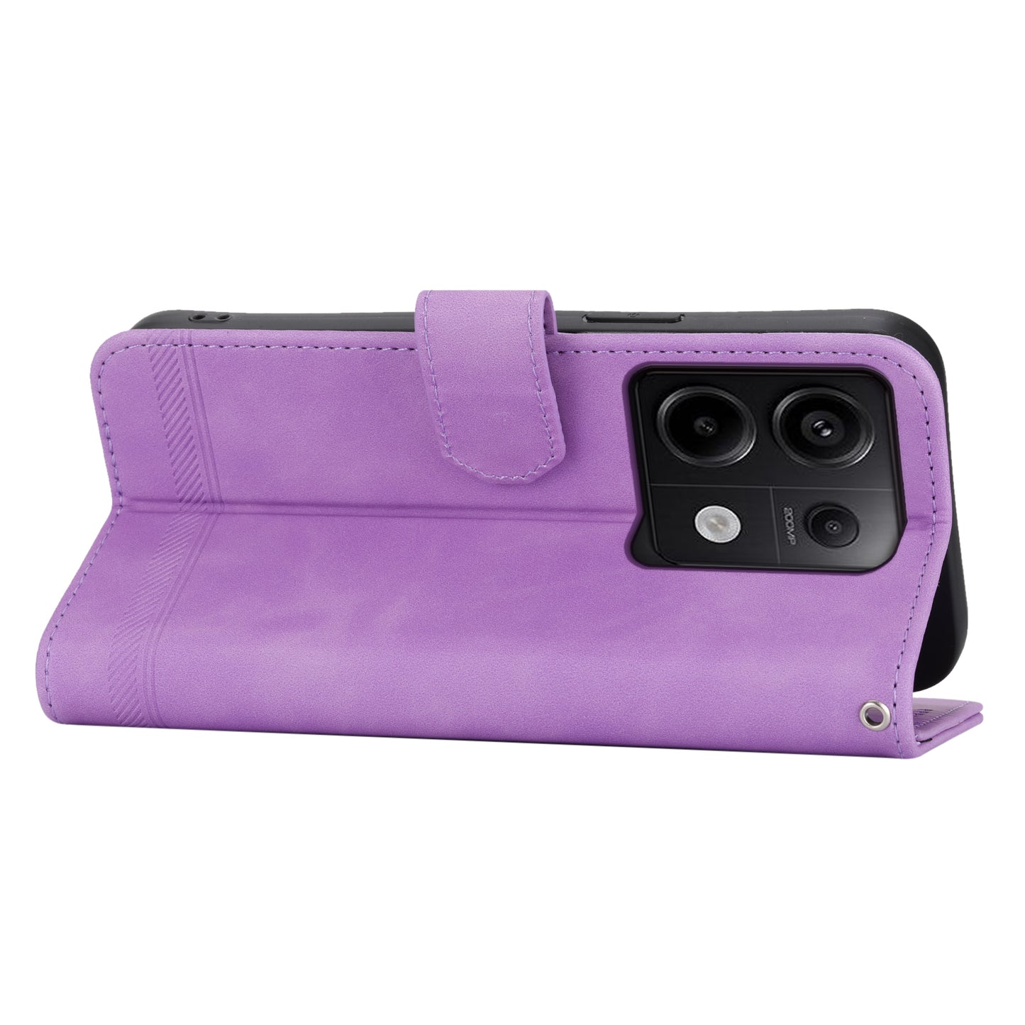 DIERFENG DF-03 for Xiaomi Redmi Note 13 Pro 5G / Poco X6 5G Case Wallet Phone Cover Lines Imprint - Purple