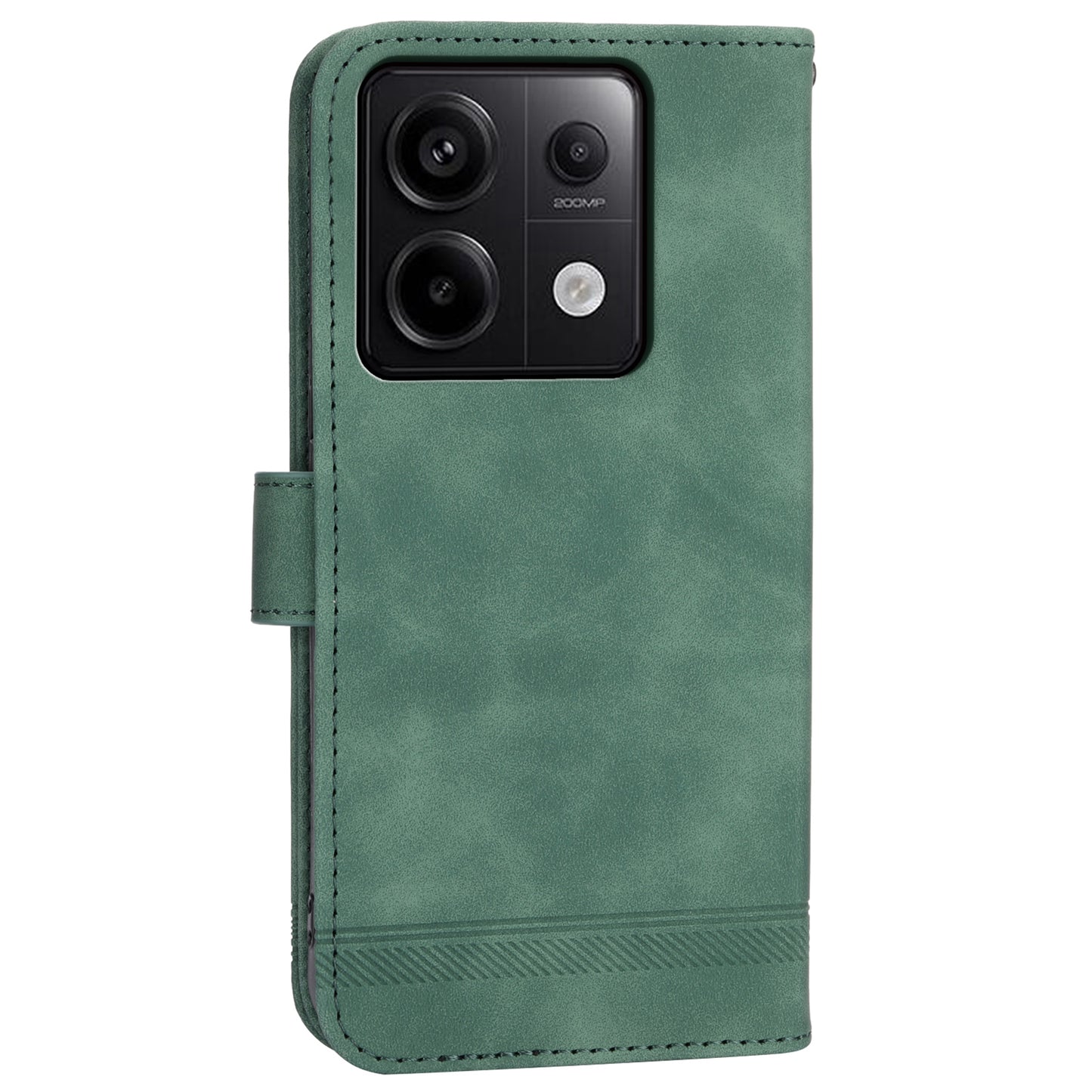DIERFENG DF-03 for Xiaomi Redmi Note 13 Pro 5G / Poco X6 5G Case Wallet Phone Cover Lines Imprint - Green