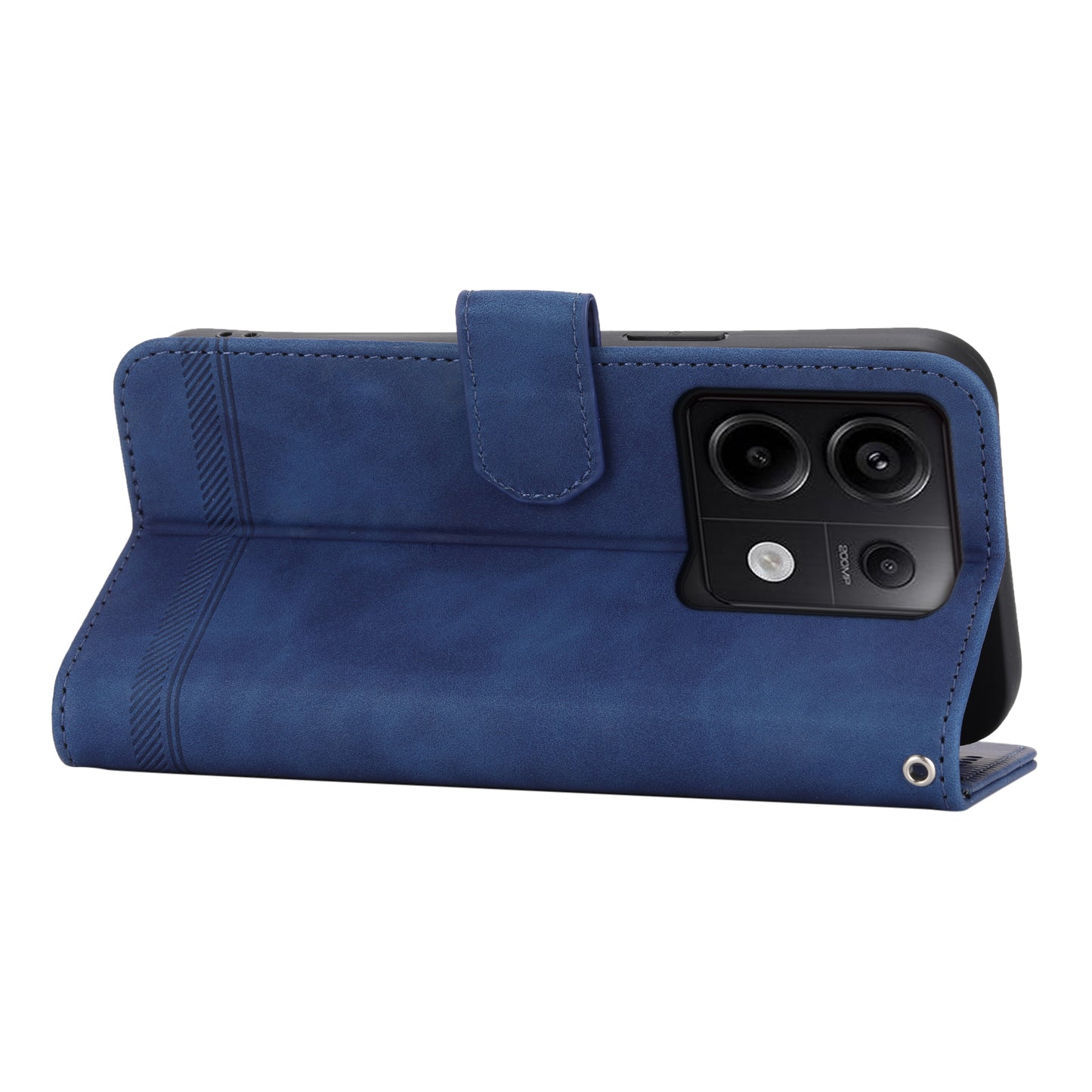 DIERFENG DF-03 for Xiaomi Redmi Note 13 Pro 5G / Poco X6 5G Case Wallet Phone Cover Lines Imprint - Blue