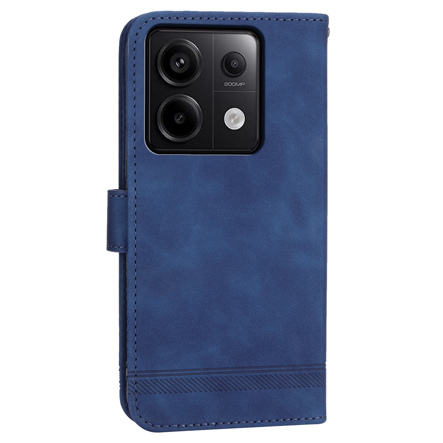DIERFENG DF-03 for Xiaomi Redmi Note 13 Pro 5G / Poco X6 5G Case Wallet Phone Cover Lines Imprint - Blue