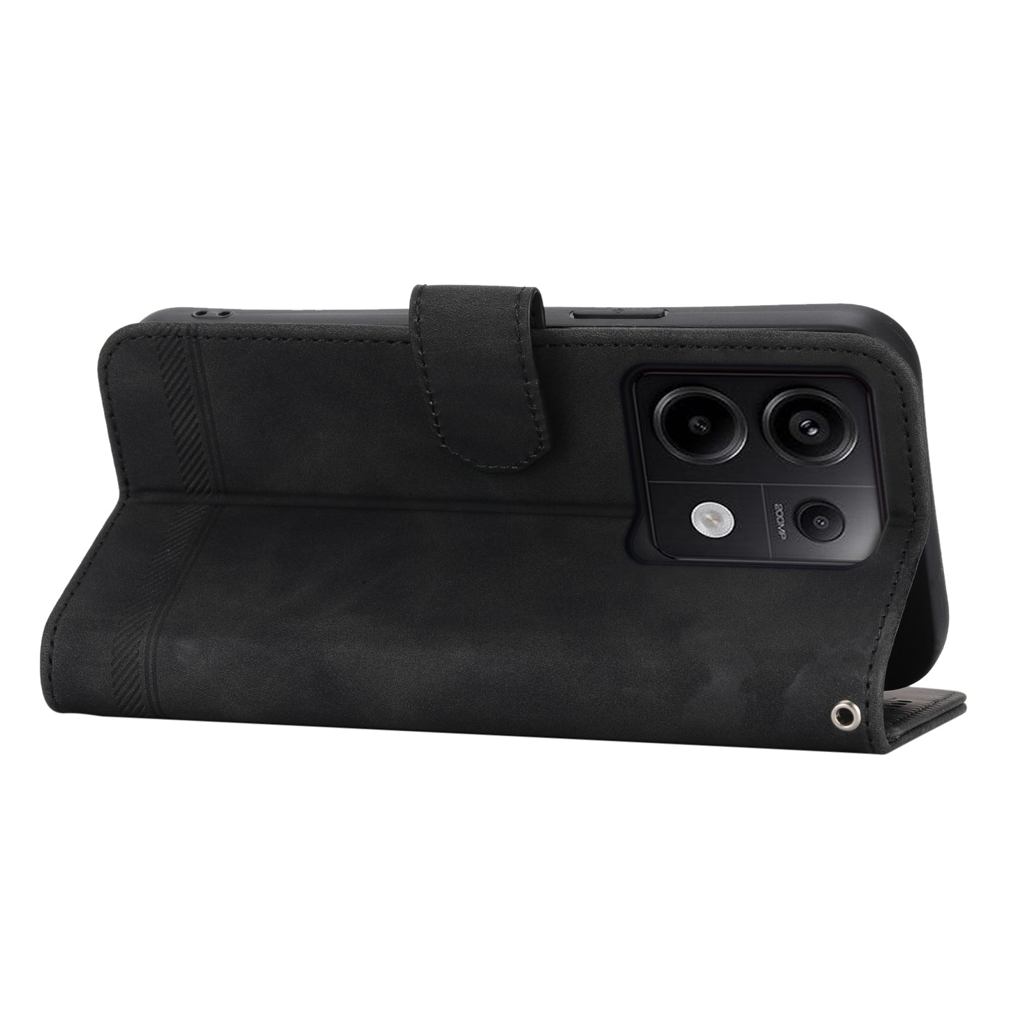DIERFENG DF-03 for Xiaomi Redmi Note 13 Pro 5G / Poco X6 5G Case Wallet Phone Cover Lines Imprint - Black