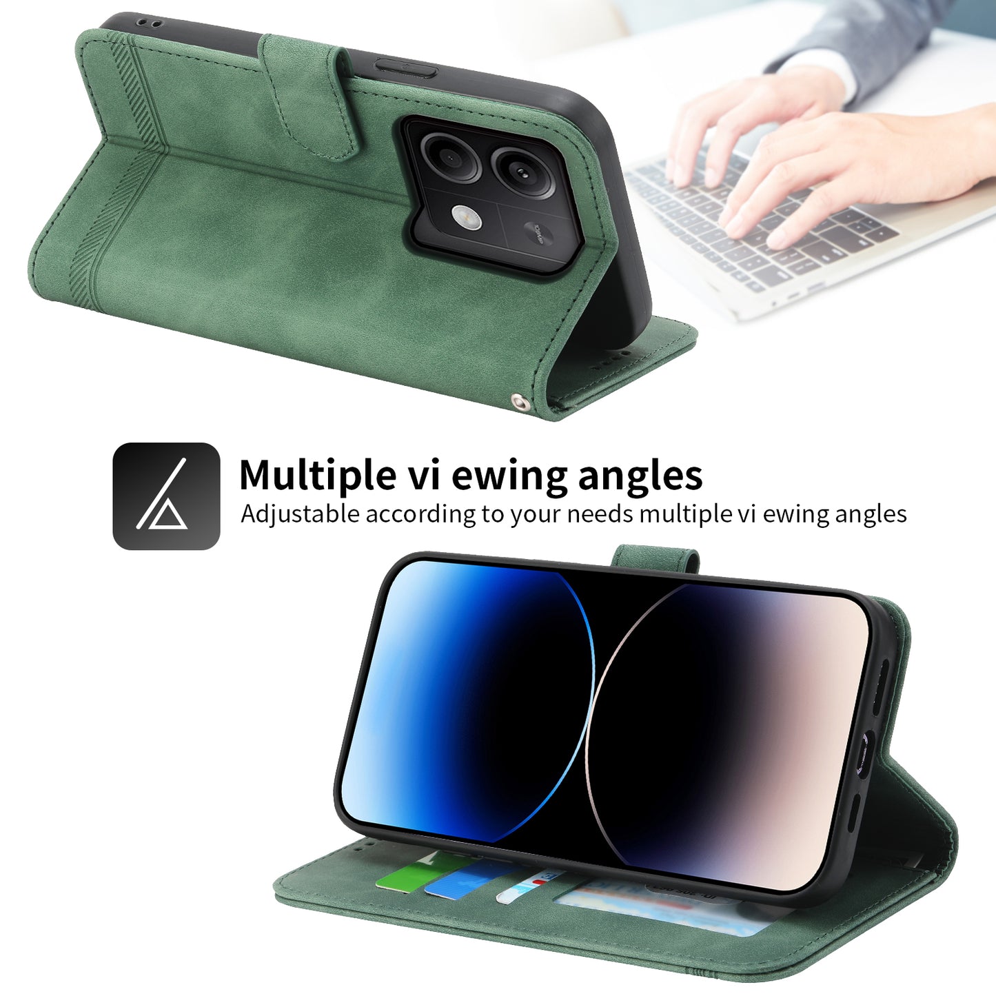 DIERFENG DF-03 for Xiaomi Redmi Note 13 5G / Note 13 5G (China) Case Wallet Leather Cover - Green