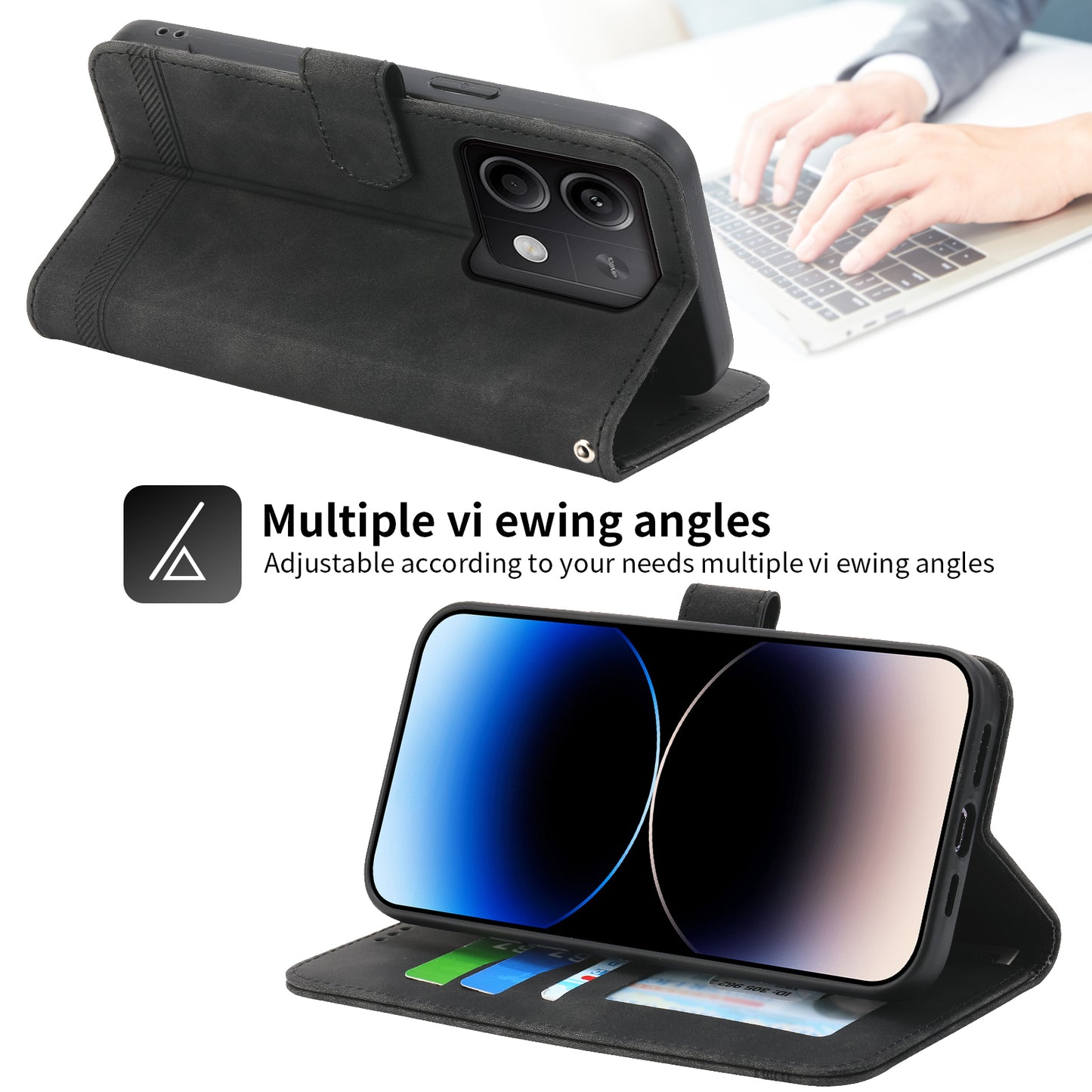 DIERFENG DF-03 for Xiaomi Redmi Note 13 5G / Note 13 5G (China) Case Wallet Leather Cover - Black