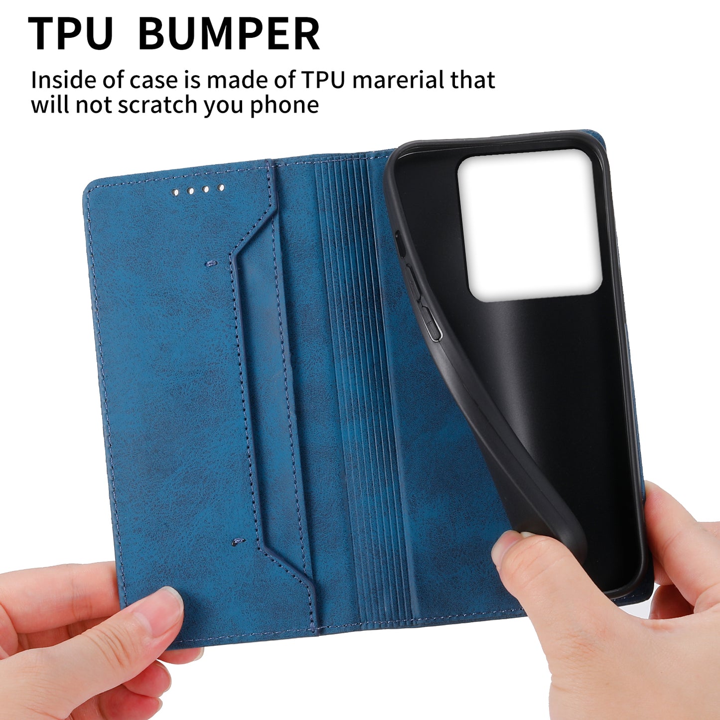 DF-05 For Xiaomi Redmi Note 13 Pro 5G / Poco X6 5G Case RFID Blocking Phone Cover Wallet - Blue