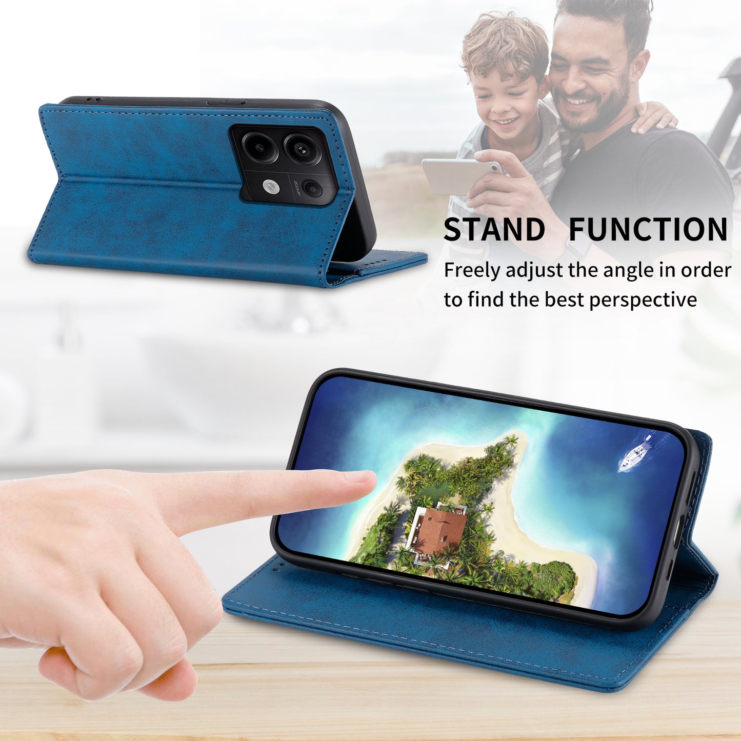DF-05 For Xiaomi Redmi Note 13 Pro 5G / Poco X6 5G Case RFID Blocking Phone Cover Wallet - Blue