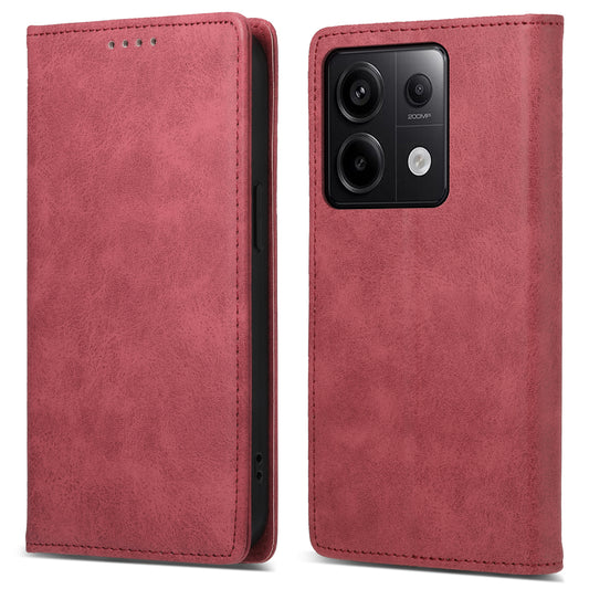 DF-05 For Xiaomi Redmi Note 13 Pro 5G / Poco X6 5G Case RFID Blocking Phone Cover Wallet - Red
