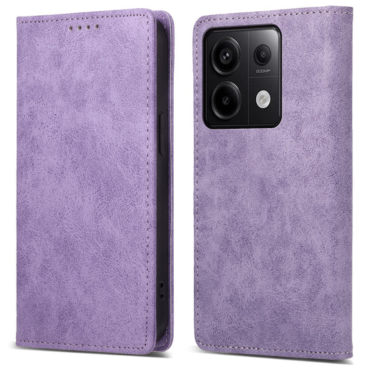 DF-05 For Xiaomi Redmi Note 13 Pro 5G / Poco X6 5G Case RFID Blocking Phone Cover Wallet - Purple