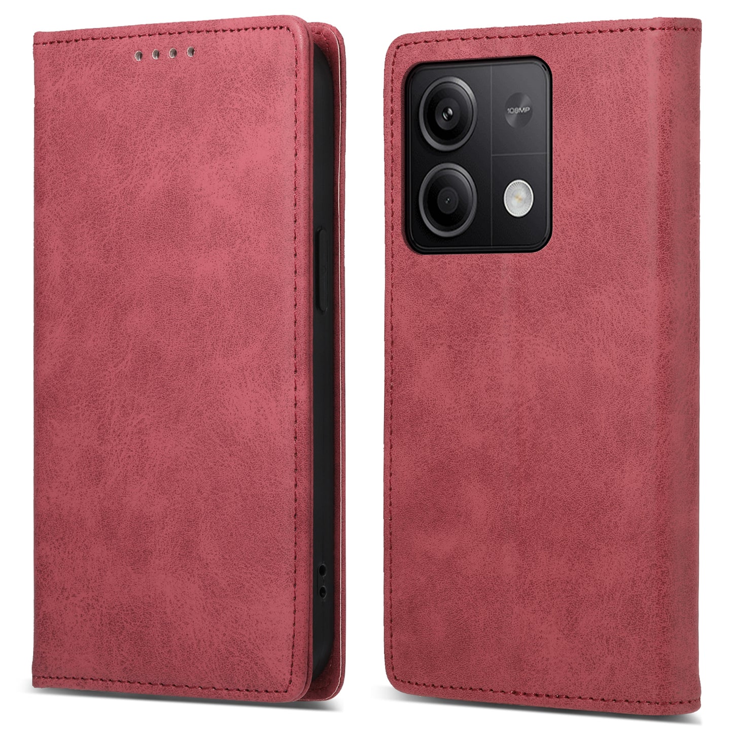 DF-05 For Xiaomi Redmi Note 13 5G / Note 13 5G (China) Case Wallet Phone Cover Magnetic Closing - Red