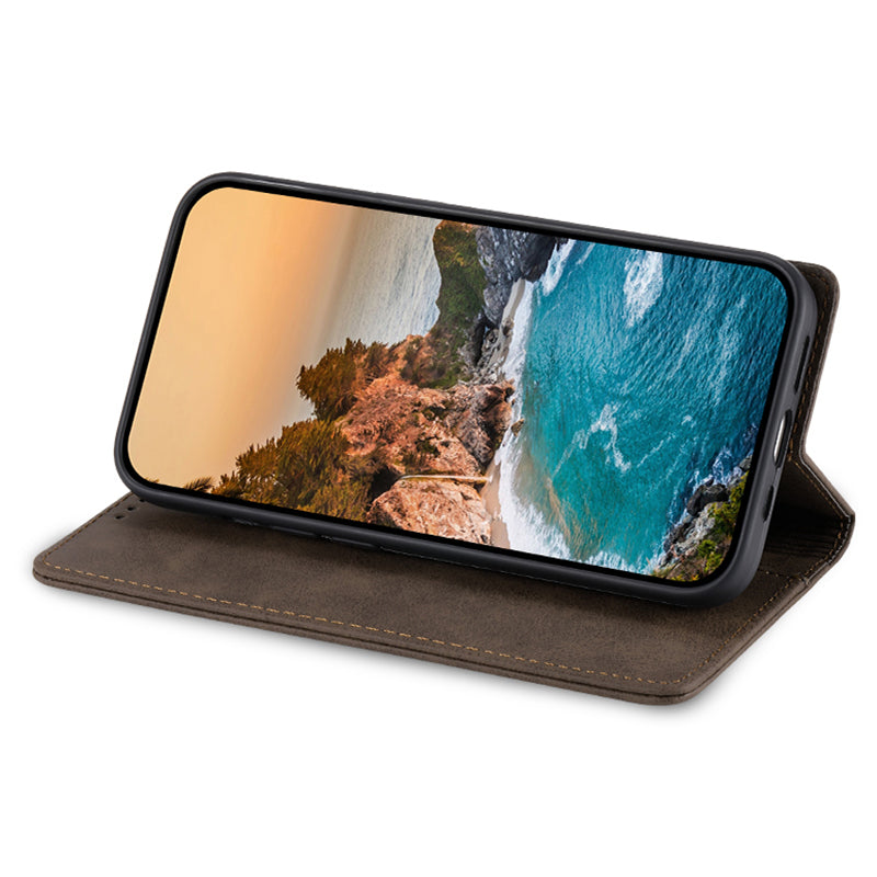 DF-05 For Xiaomi Redmi Note 13 5G / Note 13 5G (China) Case Wallet Phone Cover Magnetic Closing - Brown