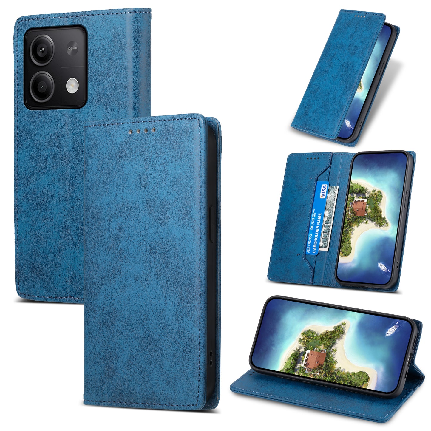 DF-05 For Xiaomi Redmi Note 13 5G / Note 13 5G (China) Case Wallet Phone Cover Magnetic Closing - Blue