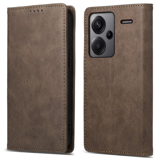 DF-05 For Xiaomi Redmi Note 13 Pro+ 5G Leather Case RFID Blocking Wallet Cover - Brown
