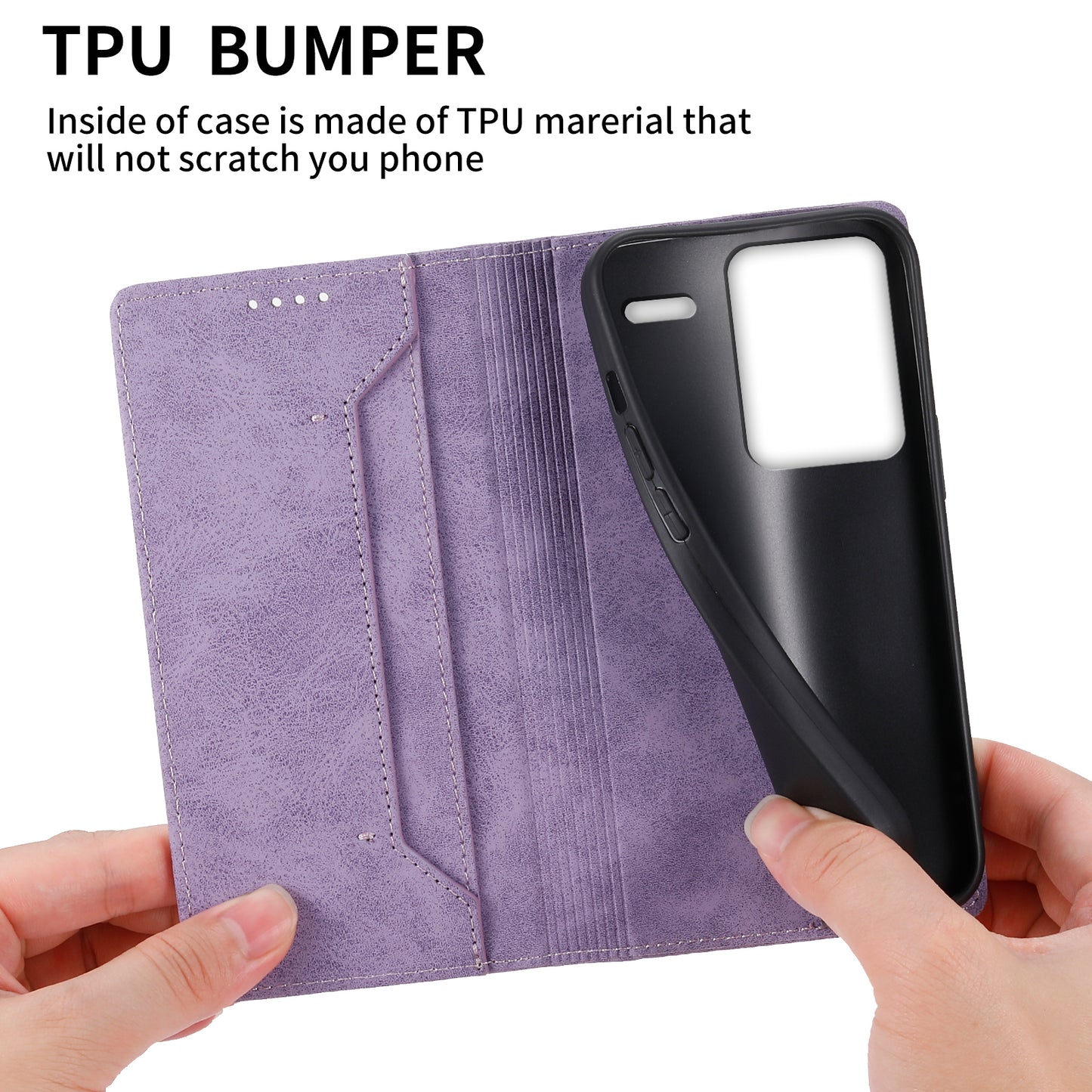 DF-05 For Xiaomi Redmi Note 13 Pro+ 5G Leather Case RFID Blocking Wallet Cover - Purple