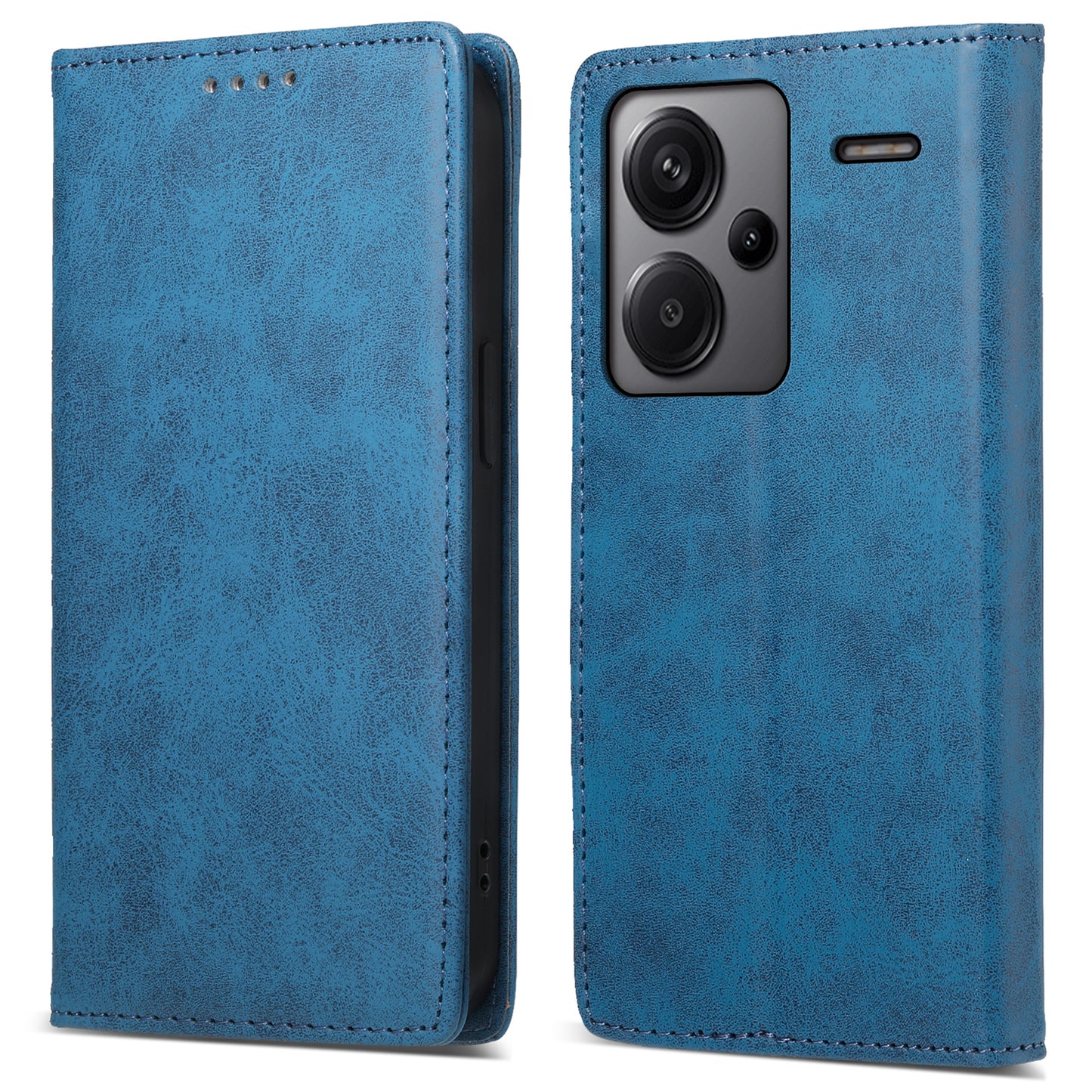 DF-05 For Xiaomi Redmi Note 13 Pro+ 5G Leather Case RFID Blocking Wallet Cover - Blue