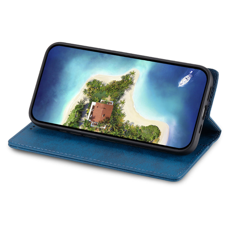 DF-05 For Xiaomi Redmi Note 13 Pro+ 5G Leather Case RFID Blocking Wallet Cover - Blue